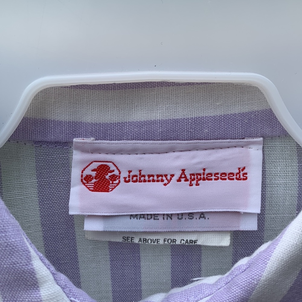 Johnny AppleseedS vintage long sleeve purple striped dress 60s with belt - Picture 3 of 4